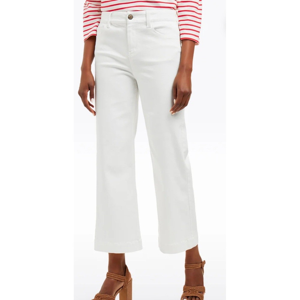 Draper James‎ Jeans Womens 34 White Kick Flare Cropped Denim Stretch Comfort #48